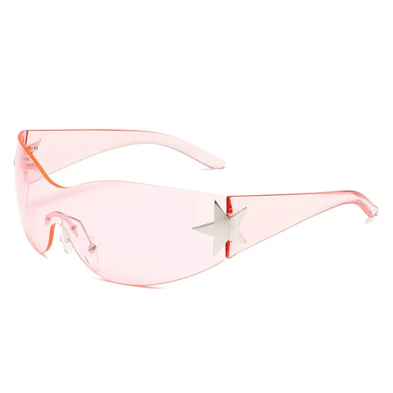 Rimless Decoration Integrated Y2K Fashion Beach Party Sunglasses-Sunglasses-Arimonz-Pink Pink-Arimonz