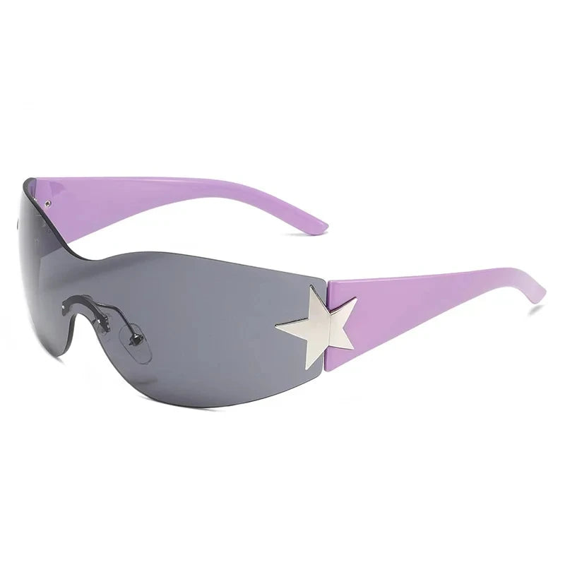 Rimless Decoration Integrated Y2K Fashion Beach Party Sunglasses-Sunglasses-Arimonz-Pruple Gray-Arimonz