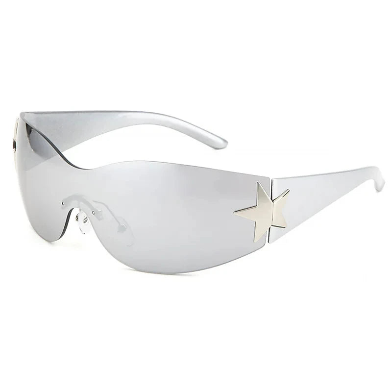 Rimless Decoration Integrated Y2K Fashion Beach Party Sunglasses-Sunglasses-Arimonz-Silver Silver-Arimonz