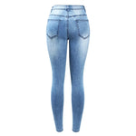 Ripped Jeans With Beads Woman Stretchy Denim Skinny Pants Trousers-Skinny Jeans-Arimonz-Arimonz