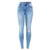 Ripped Jeans With Beads Woman Stretchy Denim Skinny Pants Trousers-Skinny Jeans-Arimonz-blue-L-Arimonz