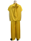 Satin Short Sleeve Turtleneck Top and Wide Leg Pants Outfit Set-Wear To Work Sets-Arimonz-Arimonz