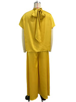 Satin Short Sleeve Turtleneck Top and Wide Leg Pants Outfit Set-Wear To Work Sets-Arimonz-Arimonz
