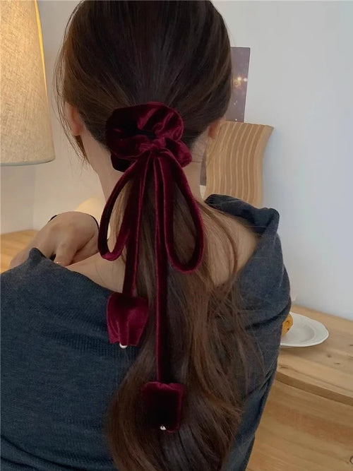 Sensation Retro Suede Velvet Ribbon Headrope Hair Loop Tulip Design-Hair Accessories-Arimonz-Arimonz