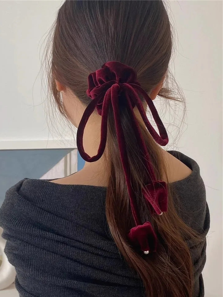 Sensation Retro Suede Velvet Ribbon Headrope Hair Loop Tulip Design-Hair Accessories-Arimonz-Arimonz