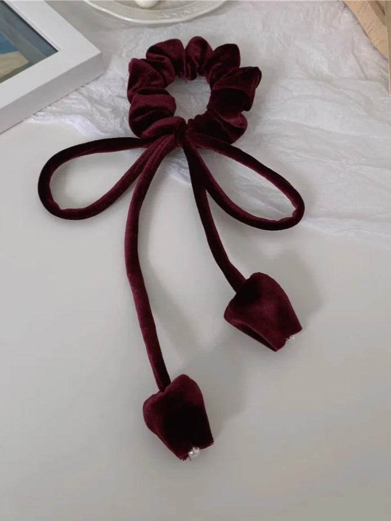 Sensation Retro Suede Velvet Ribbon Headrope Hair Loop Tulip Design-Hair Accessories-Arimonz-Arimonz