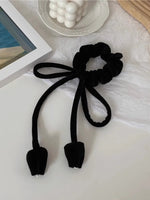 Sensation Retro Suede Velvet Ribbon Headrope Hair Loop Tulip Design-Hair Accessories-Arimonz-Black-Arimonz