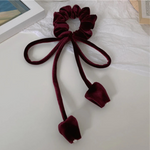 Sensation Retro Suede Velvet Ribbon Headrope Hair Loop Tulip Design-Hair Accessories-Arimonz-Wine Red-Arimonz