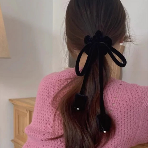 Sensation Retro Suede Velvet Ribbon Headrope Hair Loop Tulip Design-Hair Accessories-Arimonz-Arimonz