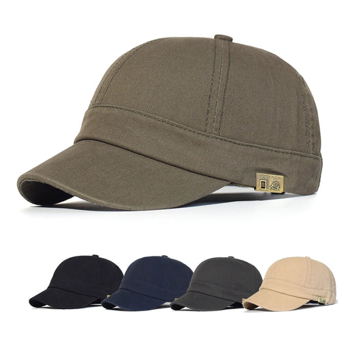 Short Brim Baseball Cap Cotton Soft Vintage Dad Hat Adjustable Cap-Women's Caps-Arimonz-Arimonz