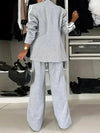 Side Striped Single Breasted Long Sleeved Lapel Jacket and Pants Set-Wear To Work Sets-Arimonz-Arimonz