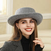 Simple Fashion Bow Wool Top Hat Retro British Style Rolled Brim Hat-Hats-Arimonz-Arimonz