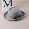 Simple Fashion Bow Wool Top Hat Retro British Style Rolled Brim Hat-Hats-Arimonz-Arimonz