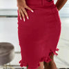 Single Breasted Solid Color Stretch Denim Skirt A-Line Casual Skirt-Skirts-Arimonz-Arimonz
