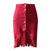 Single Breasted Solid Color Stretch Denim Skirt A-Line Casual Skirt-Skirts-Arimonz-Red-S-Arimonz