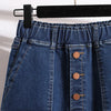 Single Breasted Split Skirt A Line Elastic Waist Casual Pocket Skirt-Denim Skirts-Arimonz-Arimonz