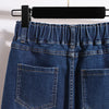 Single Breasted Split Skirt A Line Elastic Waist Casual Pocket Skirt-Denim Skirts-Arimonz-Arimonz