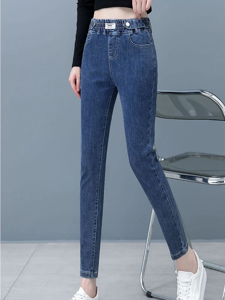 Skinny Denim Pencil Pants Women Casual Plush Velvet Lined Warm Jeans-Skinny Jeans-Arimonz-Arimonz