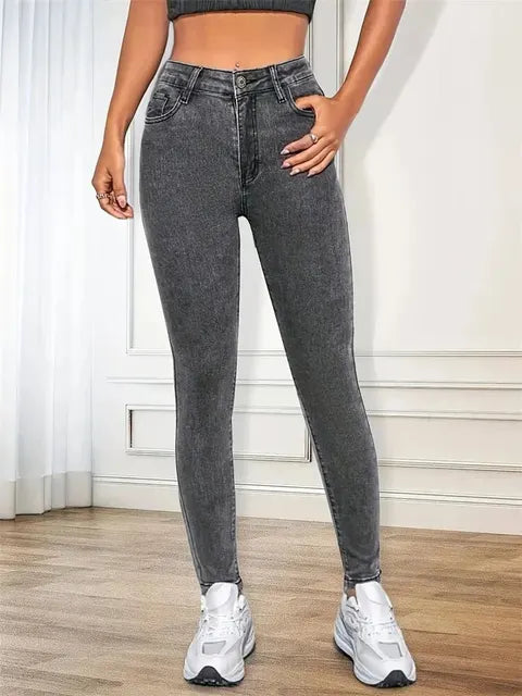 Skinny Jeans Lady Slim Fit Pencil Jeans Girls Leggings Straight Denim-Skinny Jeans-Arimonz-Grey-25-Arimonz