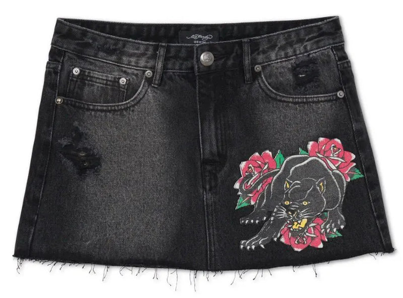 Skirts for Women Retro Gothic Print Denim Skirt Y2k Mini Skirt-Denim Skirts-Arimonz-Arimonz