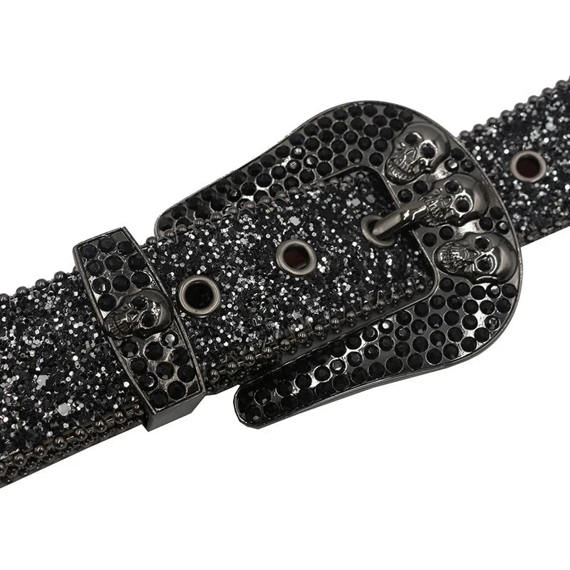 Skull Rhinestone Belts Crystal Studded Diamond Bling Bling Belt-Belts-Arimonz-Arimonz