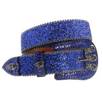 Skull Rhinestone Belts Crystal Studded Diamond Bling Bling Belt-Belts-Arimonz-Blue-105CM/41inches-Arimonz