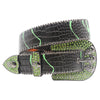 Skull Rhinestone Belts Crystal Studded Diamond Bling Bling Belt-Belts-Arimonz-HW-Green-125cm/49inches-Arimonz
