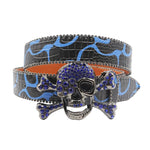 Skull Rhinestone Belts Crystal Studded Diamond Bling Bling Belt-Belts-Arimonz-HWKLT-Blue-105CM/41inches-Arimonz
