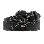 Skull Rhinestone Belts Crystal Studded Diamond Bling Bling Belt-Belts-Arimonz-KLT-Black-125cm/49inches-Arimonz