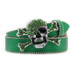 Skull Rhinestone Belts Crystal Studded Diamond Bling Bling Belt-Belts-Arimonz-KLT-Green-105CM/41inches-Arimonz