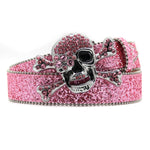 Skull Rhinestone Belts Crystal Studded Diamond Bling Bling Belt-Belts-Arimonz-KLT-Pink-115CM/45inches-Arimonz