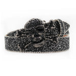 Skull Rhinestone Belts Crystal Studded Diamond Bling Bling Belt-Belts-Arimonz-KLT-Shiny black-125cm/49inches-Arimonz