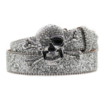 Skull Rhinestone Belts Crystal Studded Diamond Bling Bling Belt-Belts-Arimonz-KLT-Silver-125cm/49inches-Arimonz