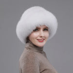 Soft Genuine Fur Hats Women Winter Knitted Bomber Hat Natural Fur-Winter Hats-Arimonz-white-Adjustable-Arimonz