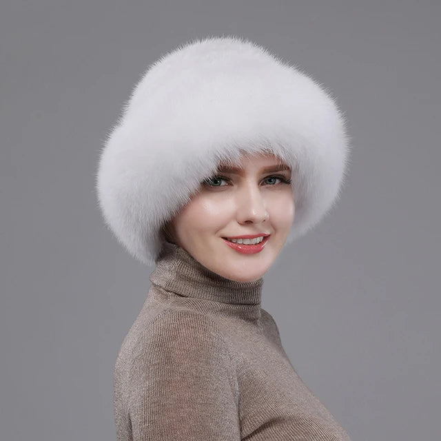 Soft Genuine Fur Hats Women Winter Knitted Bomber Hat Natural Fur-Winter Hats-Arimonz-white-Adjustable-Arimonz