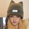 Soft Winter Warm Knit Hat with Cute Cat Ears Elastic Fit Beanies Hat-Winter Hats-Arimonz-Arimonz