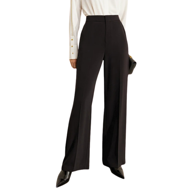 Solid Color Polyester Slim Blazer Casual Wide Leg Pants Clothing-Wear To Work Sets-Arimonz-Black pants-XS-Arimonz
