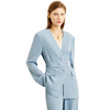 Solid Color Polyester Slim Blazer Casual Wide Leg Pants Clothing-Wear To Work Sets-Arimonz-Grey blue blazer-XS-Arimonz
