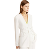 Solid Color Polyester Slim Blazer Casual Wide Leg Pants Clothing-Wear To Work Sets-Arimonz-White blazer-XS-Arimonz