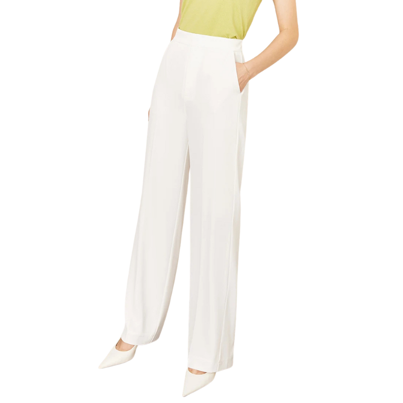 Solid Color Polyester Slim Blazer Casual Wide Leg Pants Clothing-Wear To Work Sets-Arimonz-White pants-XS-Arimonz