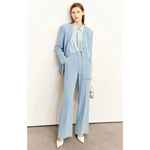 Solid Color Polyester Slim Blazer Casual Wide Leg Pants Clothing-Wear To Work Sets-Arimonz-Arimonz