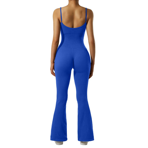 Solid Sleeveless Jumpsuit Women Elastic Hight Outfit Fitness Sportwear-Casual Jumpsuits & Rompers-Arimonz-Arimonz