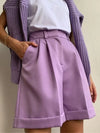 Solid Women's Summer Shorts High Waist Loose Zipper Shorts for Women-Shorts-Arimonz-PURPLE-L-Arimonz