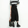 Split Denim Skirt High Waisted Loose A-Line Skirt Elegant Black Skirt-Denim Skirts-Arimonz-Arimonz