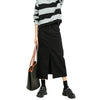 Split Denim Skirt High Waisted Loose A-Line Skirt Elegant Black Skirt-Denim Skirts-Arimonz-Arimonz