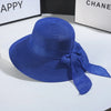 Straw Beach Hat with Ribbon Sun Protection Summer Outing Hat-Summer Hats-Arimonz-Blue-M(56-58cm)/22"-Arimonz