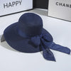 Straw Beach Hat with Ribbon Sun Protection Summer Outing Hat-Summer Hats-Arimonz-Navy-M(56-58cm)/22"-Arimonz