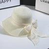 Straw Beach Hat with Ribbon Sun Protection Summer Outing Hat-Summer Hats-Arimonz-WHITE-M(56-58cm)/22"-Arimonz
