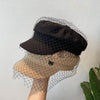 Street Style Newsboy Denim Beret with Mesh Lace Flat Cap for Women-Women's Caps-Arimonz-Arimonz
