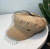Street Style Newsboy Denim Beret with Mesh Lace Flat Cap for Women-Women's Caps-Arimonz-Khaki-21-22in-Arimonz